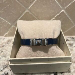 MFIL My Flat In London Silver Tone and Blue Enamel 3 Bows Bracelet